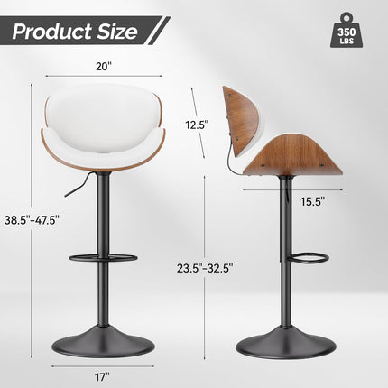 Swivel Bar Stools with Back & Footrest Set of 4