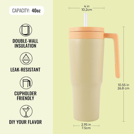 40oz Triple-Insulated Stainless Steel Tumbler with Straw & Infuser