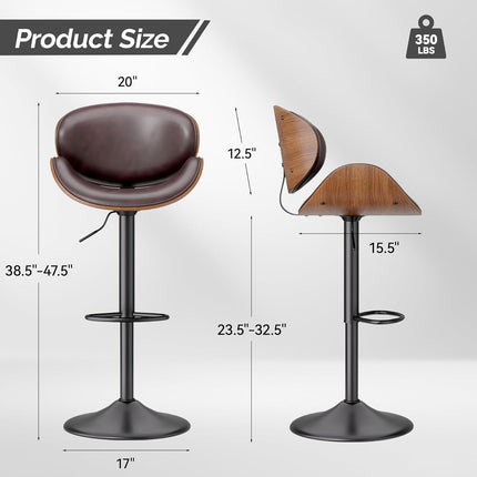 Swivel Bar Stools with Back & Footrest Set of 4