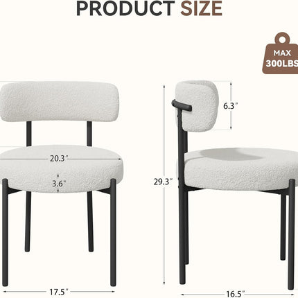 Upholstered Teddy loop Fabric Dining Chairs Set of 2