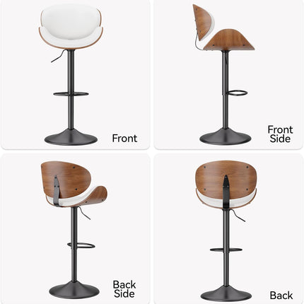 Swivel Bar Stools with Back & Footrest Set of 4