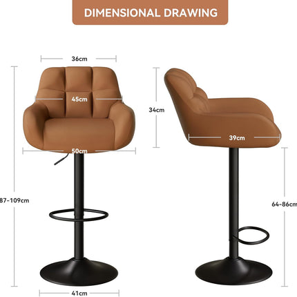 Swivel Height Adjustable Bar Stools Set of 2