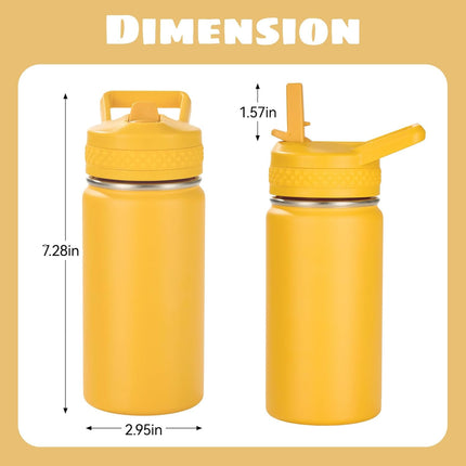12oz Insulated Kids Water Bottle Stainless Steel Straw Lid BPA-Free