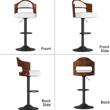Wooden Upholstered Swivel Bar Stools Set of 4