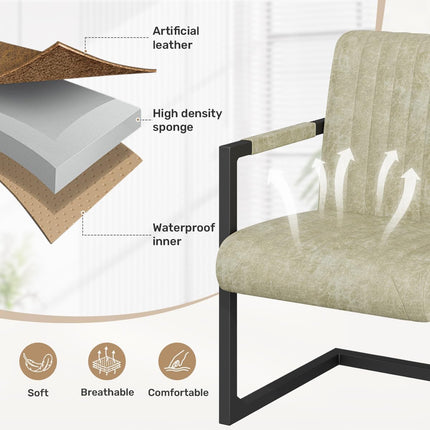 Modern Leather Upholstered Dining Chairs Set of 2