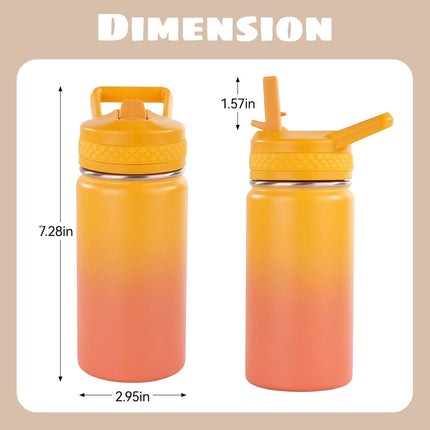 12oz Insulated Kids Water Bottle Stainless Steel Straw Lid BPA-Free