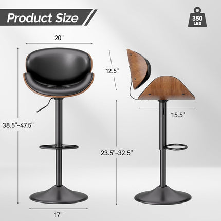 Swivel Bar Stools with Back & Footrest Set of 4