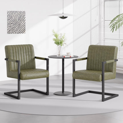Modern Leather Upholstered Dining Chairs Set of 2