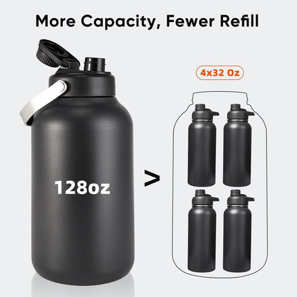 128oz Stainless Steel Insulated Water Jug Leak-Proof with Handle