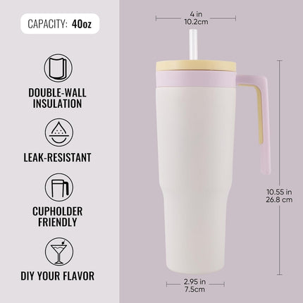 40oz Triple-Insulated Stainless Steel Tumbler with Straw & Infuser