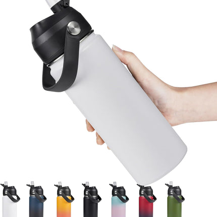 18oz Stainless Steel Insulated Bottle – Wide Mouth Leak-Proof with Straw