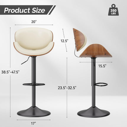 Swivel Bar Stools with Back & Footrest Set of 4