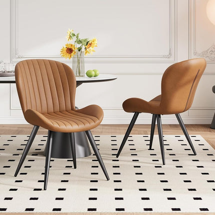 Modern Leather Upholstered Dining Chairs Set of 2