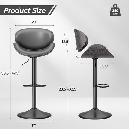 Swivel Bar Stools with Back & Footrest Set of 4