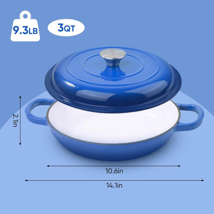 3 Quart Enameled Cast Iron Dutch Oven