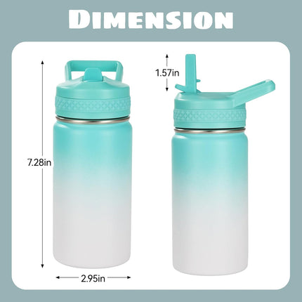 12oz Insulated Kids Water Bottle Stainless Steel Straw Lid BPA-Free