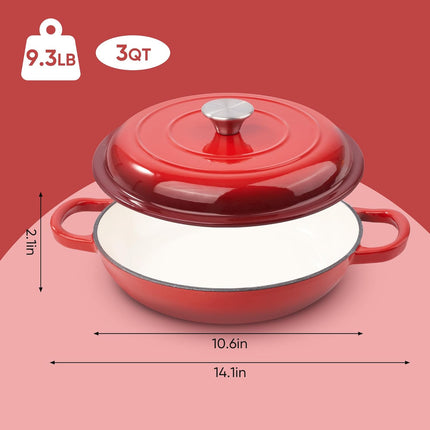 3 Quart Enameled Cast Iron Dutch Oven
