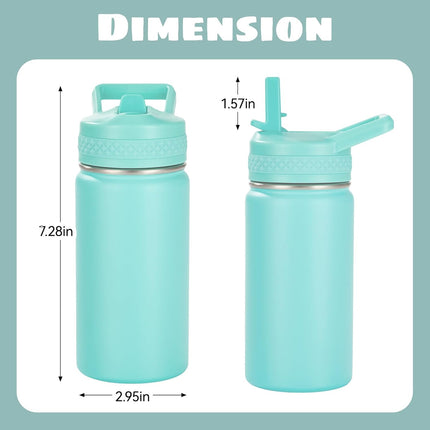12oz Insulated Kids Water Bottle Stainless Steel Straw Lid BPA-Free
