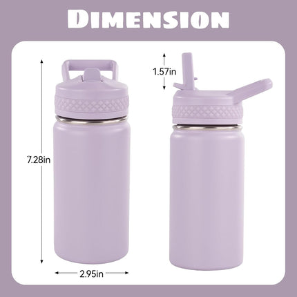 12oz Insulated Kids Water Bottle Stainless Steel Straw Lid BPA-Free