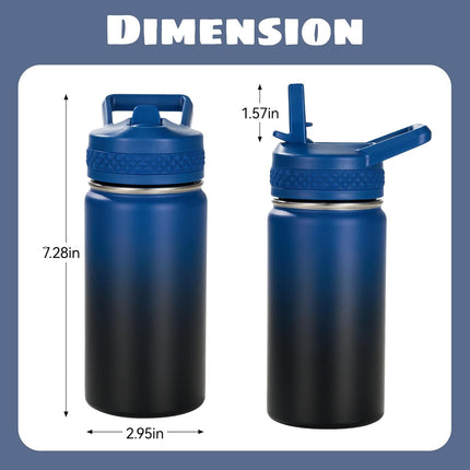 12oz Insulated Kids Water Bottle Stainless Steel Straw Lid BPA-Free