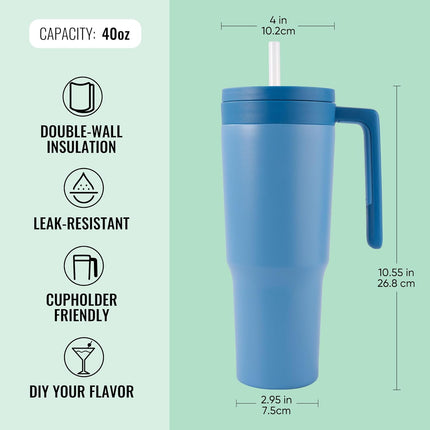 40oz Triple-Insulated Stainless Steel Tumbler with Straw & Infuser
