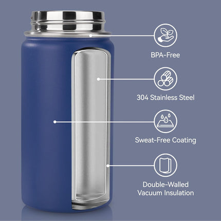 12oz Insulated Kids Water Bottle Stainless Steel Straw Lid BPA-Free