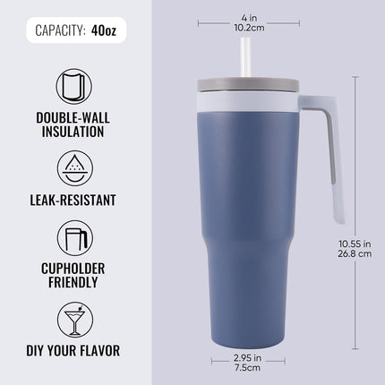 40oz Triple-Insulated Stainless Steel Tumbler with Straw & Infuser
