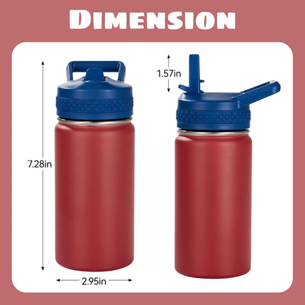 12oz Insulated Kids Water Bottle Stainless Steel Straw Lid BPA-Free