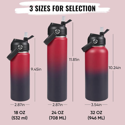 18oz Stainless Steel Insulated Bottle – Wide Mouth Leak-Proof with Straw