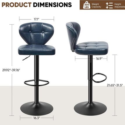 PU Leather Adjustable Height Swivel Bar Stools Set of 4