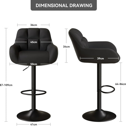 Swivel Height Adjustable Bar Stools Set of 2