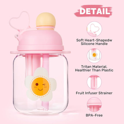 27oz Tritan Kids Water Bottle BPA-Free Leak-Proof with Fruit Strainer