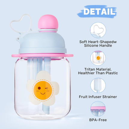27oz Tritan Kids Water Bottle BPA-Free Leak-Proof with Fruit Strainer