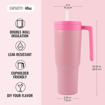 40oz Triple-Insulated Stainless Steel Tumbler with Straw & Infuser