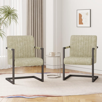 Modern Leather Upholstered Dining Chairs Set of 2