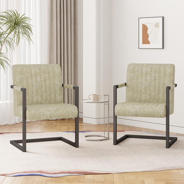 Modern Leather Upholstered Dining Chairs Set of 2