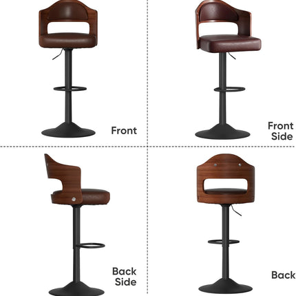 Wooden Upholstered Swivel Bar Stools Set of 4