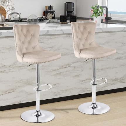 Velvet Swivel Bar Stools Set of 2