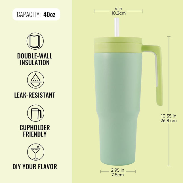 40oz Triple-Insulated Stainless Steel Tumbler with Straw & Infuser