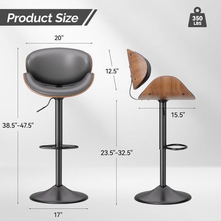 Swivel Bar Stools with Back & Footrest Set of 4