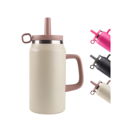 32oz Stainless Steel Water Bottle Insulated Leak-Proof with Straw & Handle