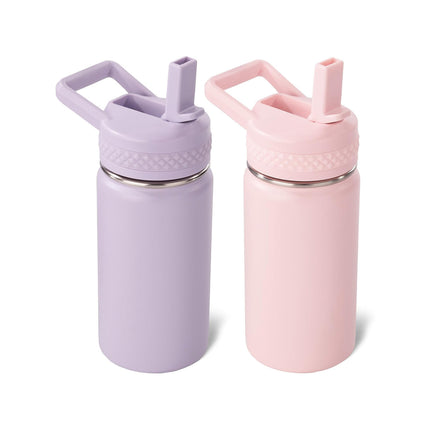 12oz Insulated Kids Water Bottle Stainless Steel Straw Lid BPA-Free