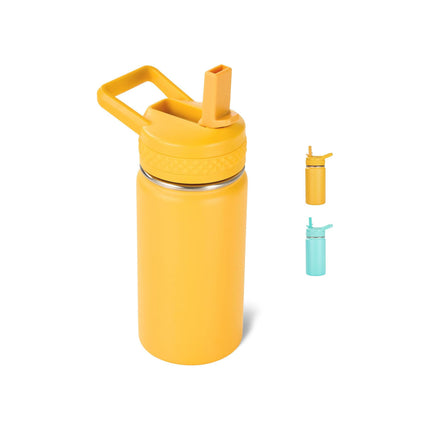 12oz Insulated Kids Water Bottle Stainless Steel Straw Lid BPA-Free