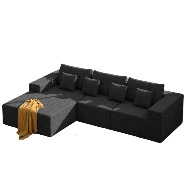 Modular Upholstered Sectional Cloud Couches with L Shaped Chaise
