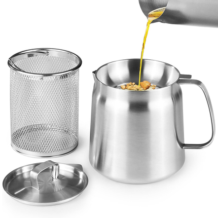 68oz 304 Stainless Steel Oil Container Cooking Oil Filter Pot