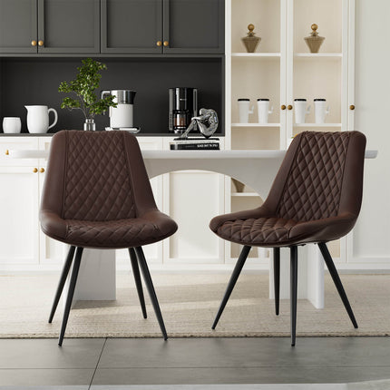 Armless PU Leather Dining Chairs Set of 2