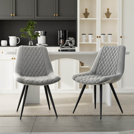 Armless PU Leather Dining Chairs Set of 2
