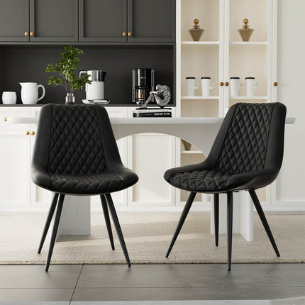 Armless PU Leather Dining Chairs Set of 2