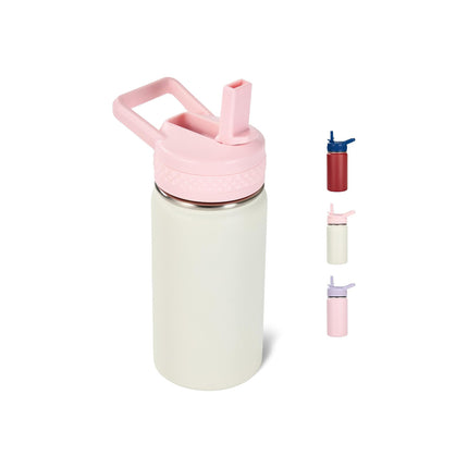 12oz Insulated Kids Water Bottle Stainless Steel Straw Lid BPA-Free