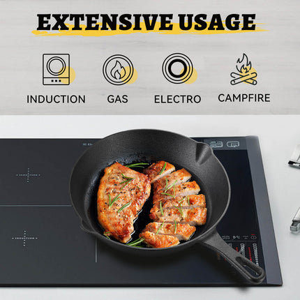 Cast Iron Skillet 3 Pieces Cast Iron Set (Black)